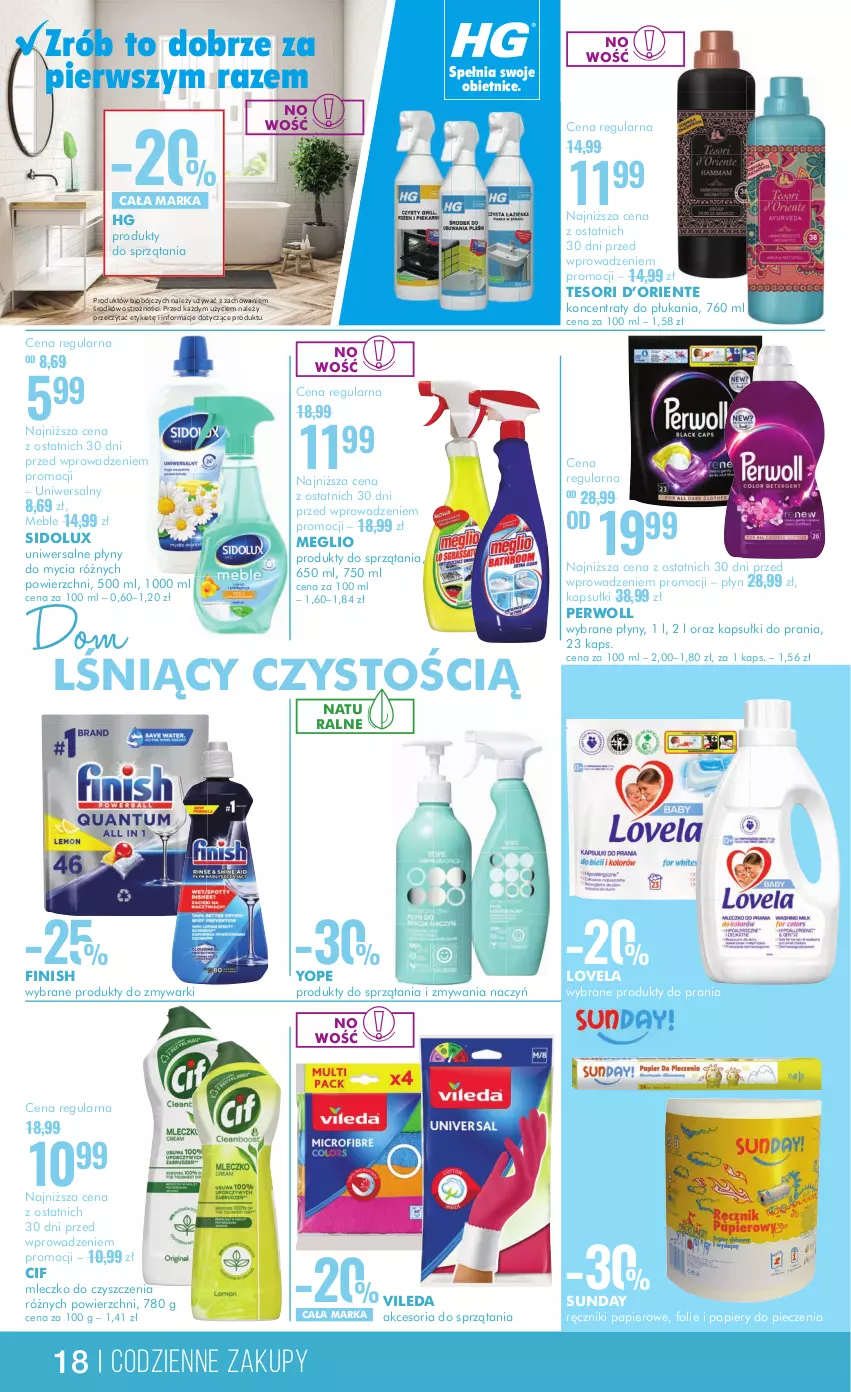 Gazetka promocyjna Super Pharm - ważna 29.05 do 12.06.2024 - strona 18 - produkty: Cif, Finish, Kapsułki do prania, Lovela, Meble, Mleczko, Papier, Perwoll, Piec, Ręcznik, Ręczniki papierowe, Sidolux, Vileda, Yope, Zmywarki