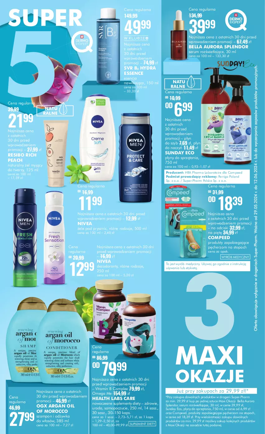 Gazetka promocyjna Super Pharm - ważna 29.05 do 12.06.2024 - strona 2 - produkty: Bell, Bella, Dezodorant, Mop, Nivea, Odżywka, Olej, Płyn do szyb, Rum, Ser, Serum, Suplement diety, SVR, Szampon, Top, Zdrowie