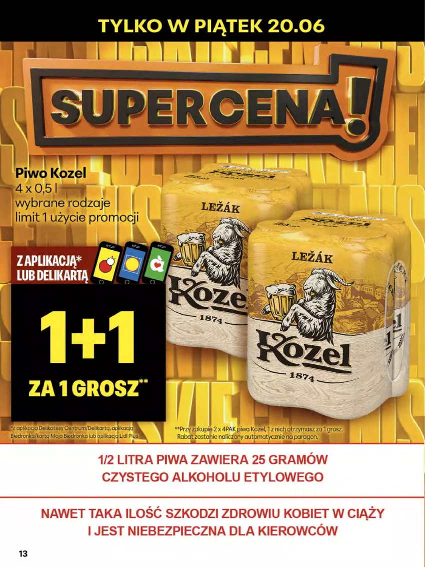Gazetka promocyjna Delikatesy Centrum - Franczyza DC25 Czwartek - ważna 19.06 do 25.06.2025 - strona 13 - produkty: Kozel, Piwa, Piwo, Rum