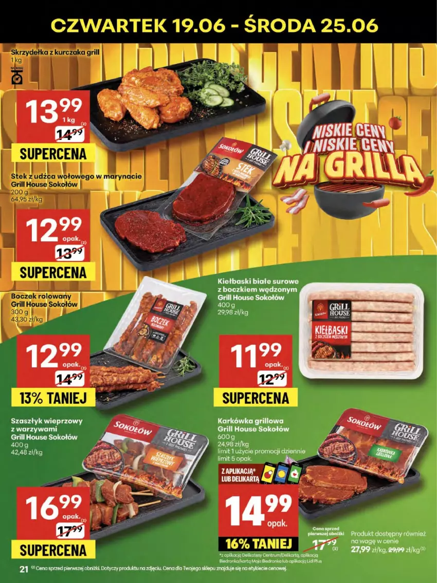 Gazetka promocyjna Delikatesy Centrum - Franczyza DC25 Czwartek - ważna 19.06 do 25.06.2025 - strona 21 - produkty: Grill, Kiełbaski białe, Sok, Sokołów, Warzywa