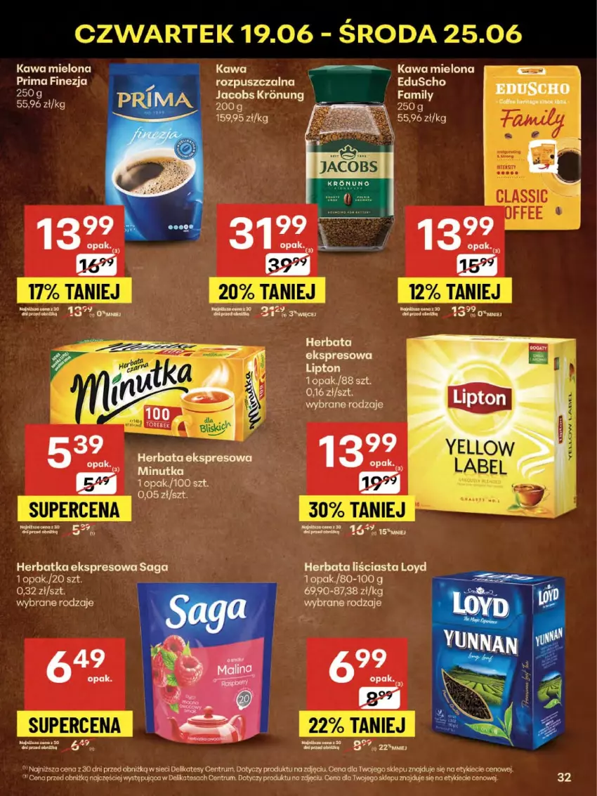 Gazetka promocyjna Delikatesy Centrum - Franczyza DC25 Czwartek - ważna 19.06 do 25.06.2025 - strona 32 - produkty: Fa, Herbata, Jacobs, Kawa, Kawa mielona, Loyd, Rum