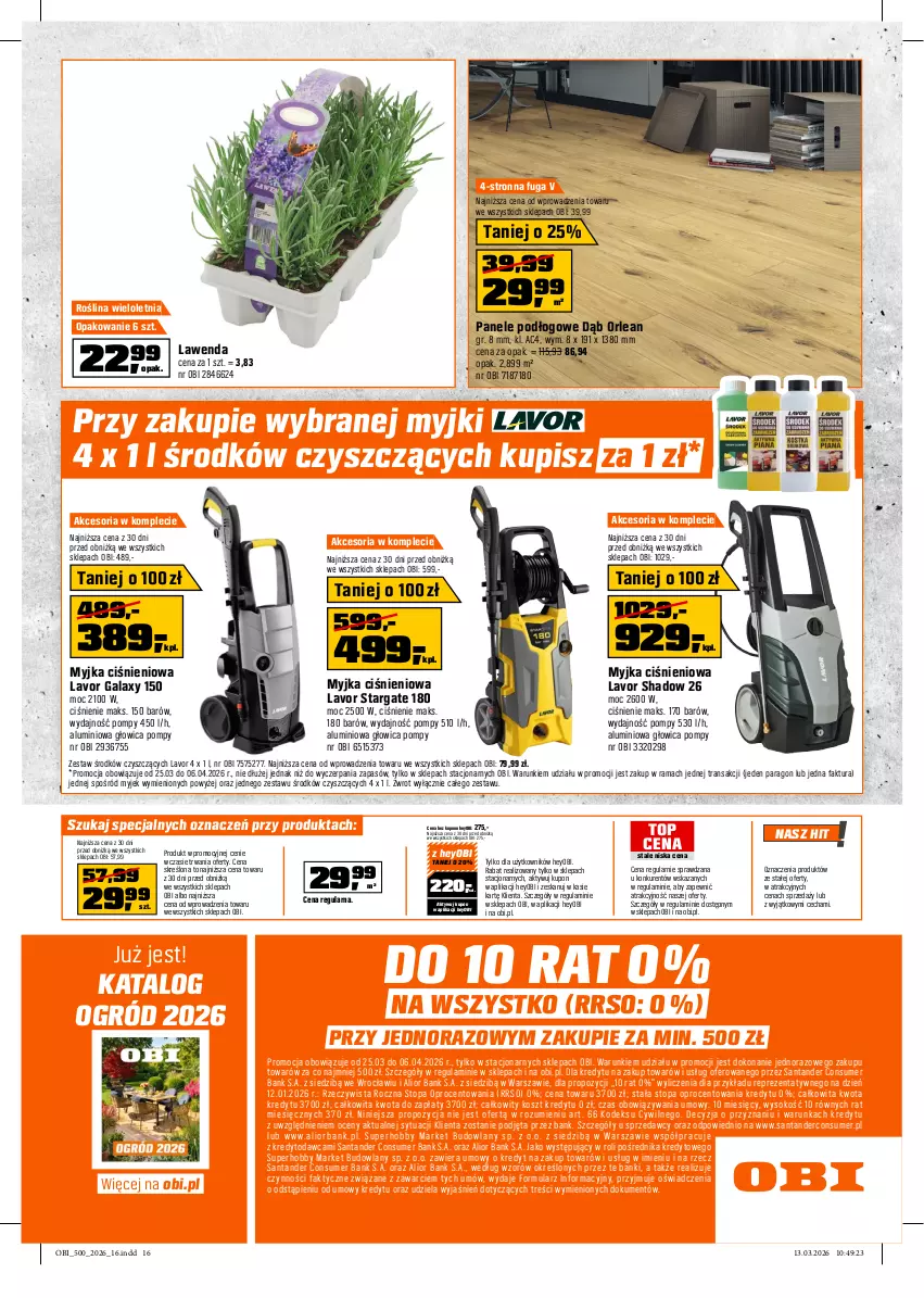 Gazetka promocyjna Obi - Gazetka OBI - ważna 25.03 do 06.04.2026 - strona 16 - produkty: Fa, Gala, Hobby, Kosz, Myjka ciśnieniowa, Ogród, Rama, Sok, Sprzedawcy, Top, Tran