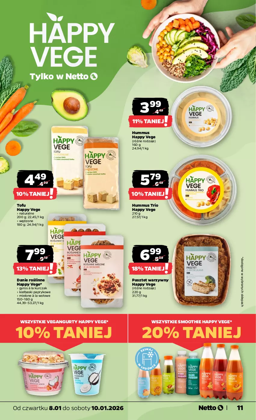 Gazetka promocyjna Netto - Od Czwartku - ważna 08.01 do 10.01.2026 - strona 11 - produkty: Gyros, Hummus, Kurczak, Mus, Pasztet, Smoothie, Tofu, Vegangurt