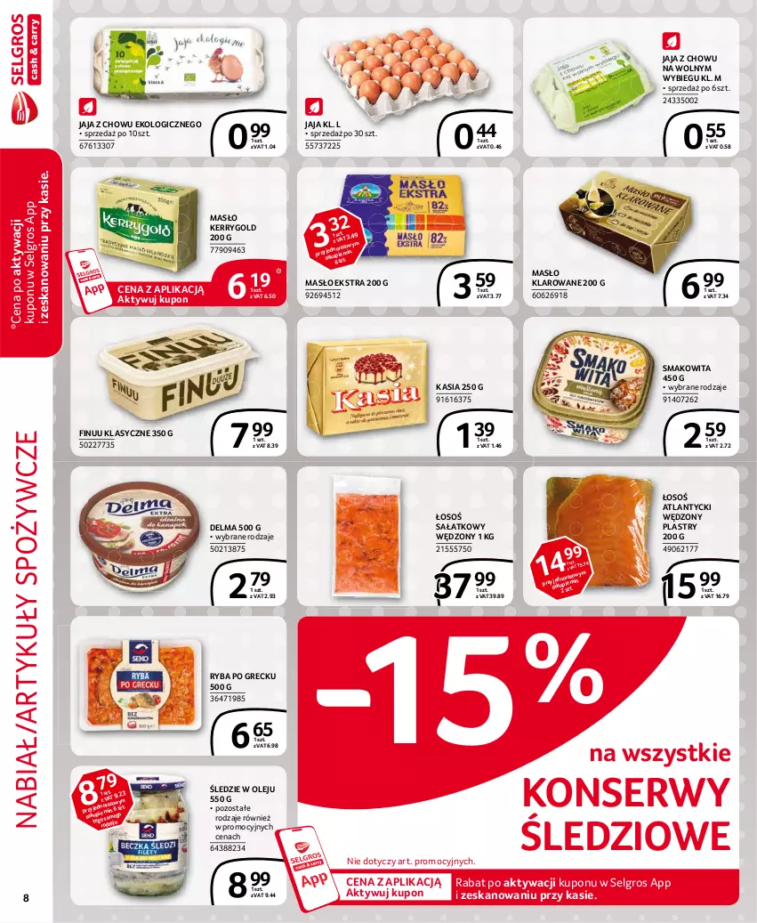 Gazetka promocyjna Selgros - Extra Oferta - ważna 01.02 do 28.02.2021 - strona 8 - produkty: Artykuły spożywcze, Delma, Finuu, Jaja, Kasia, LG, Masło, Masło klarowane, Olej, Ryba, Ryba po grecku, Sałat, Ser, Smakowita