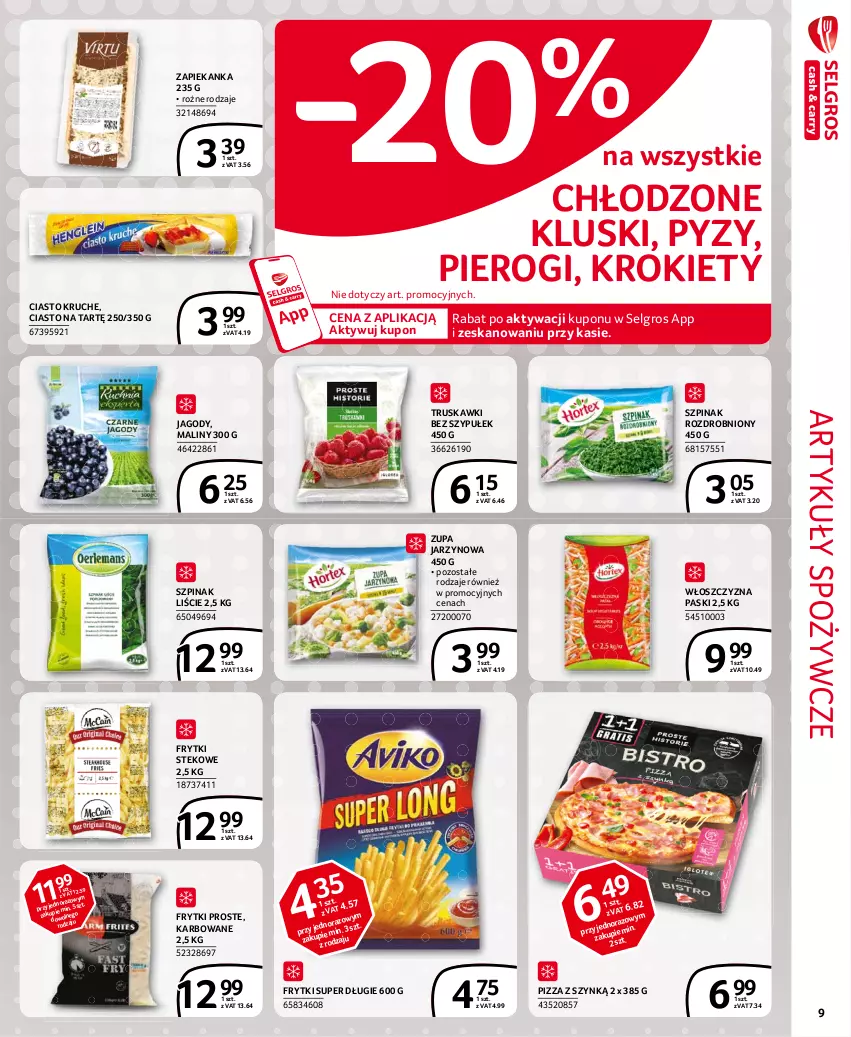 Gazetka promocyjna Selgros - Extra Oferta - ważna 01.02 do 28.02.2021 - strona 9 - produkty: Artykuły spożywcze, Frytki, Jagody, Krokiety, LG, Maliny, Pierogi, Pizza, Stek, Szpinak, Truskawki, Zapiekanka, Zupa