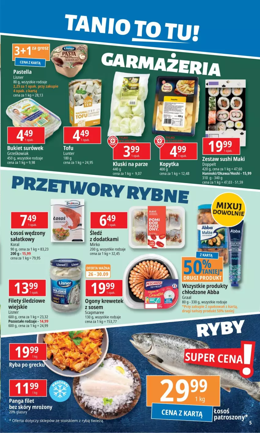 Gazetka promocyjna E Leclerc - ważna 23.09 do 30.09.2024 - strona 4 - produkty: Gra, Graal, Kawa, Kopytka, Lisner, Sałat, Sos, Sushi