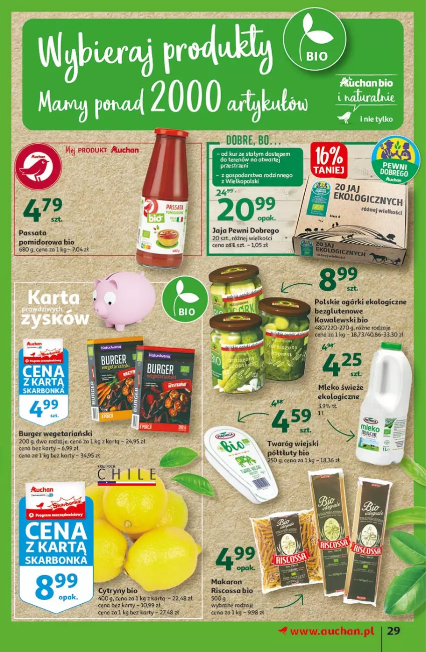 Gazetka promocyjna Auchan - Rysuje się kolorowy powrót do szkoły Hipermarkety - ważna 05.08 do 11.08.2021 - strona 29 - produkty: Burger, Cytryny, Jaja, Makaron, Mleko, Twaróg