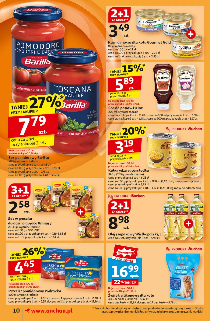 Gazetka promocyjna Auchan - Pewność Niskich Cen Supermarket - ważna 07.11 do 13.11.2024 - strona 12 - produkty: Barilla, Gourmet Gold, Heinz, Kukurydza, Olej, Olej rzepakowy, Podravka, Sos, Sos pomidorowy, Winiary