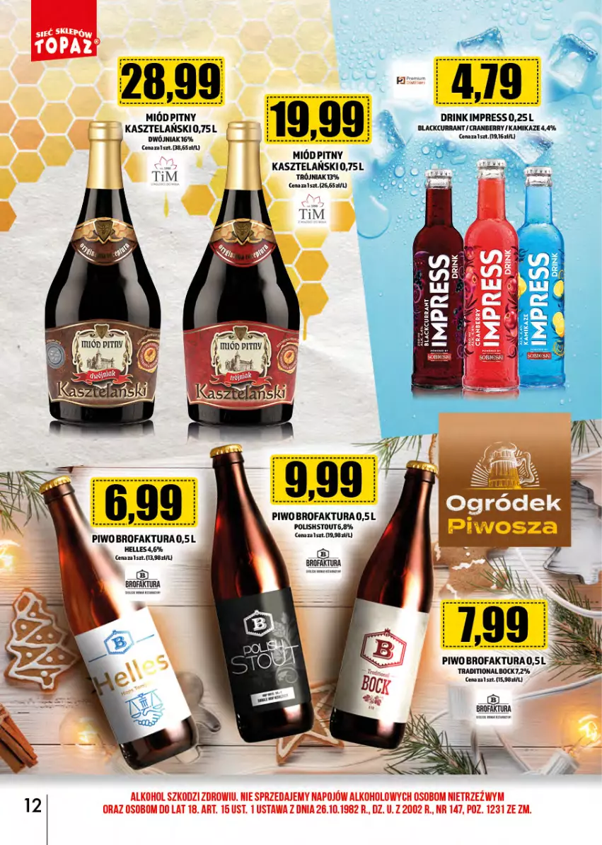 Gazetka promocyjna Topaz - Gazetka - ważna 02.12 do 31.12.2024 - strona 12 - produkty: Fa, Kask, Lack, Miód, Piwo