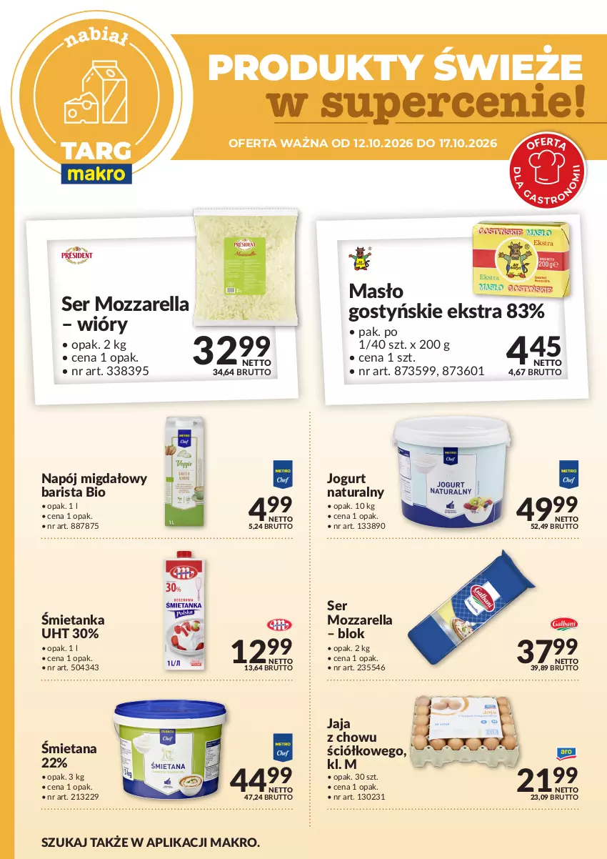 Gazetka promocyjna Makro - Targ MAKRO - oferta świeża w super cenach! - ważna 12.10 do 17.10.2026 - strona 3 - produkty: Jaja, Jogurt, Jogurt naturalny, Masło, Mozzarella, Napój, Ser