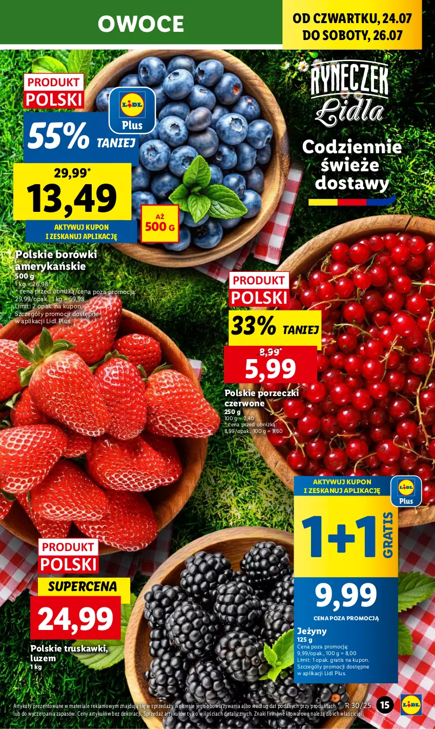 Gazetka promocyjna Lidl - GAZETKA - ważna 24.07 do 26.07.2025 - strona 19 - produkty: Gra, Jeżyny, Owoce, Por, Porzeczki czerwone, Truskawki