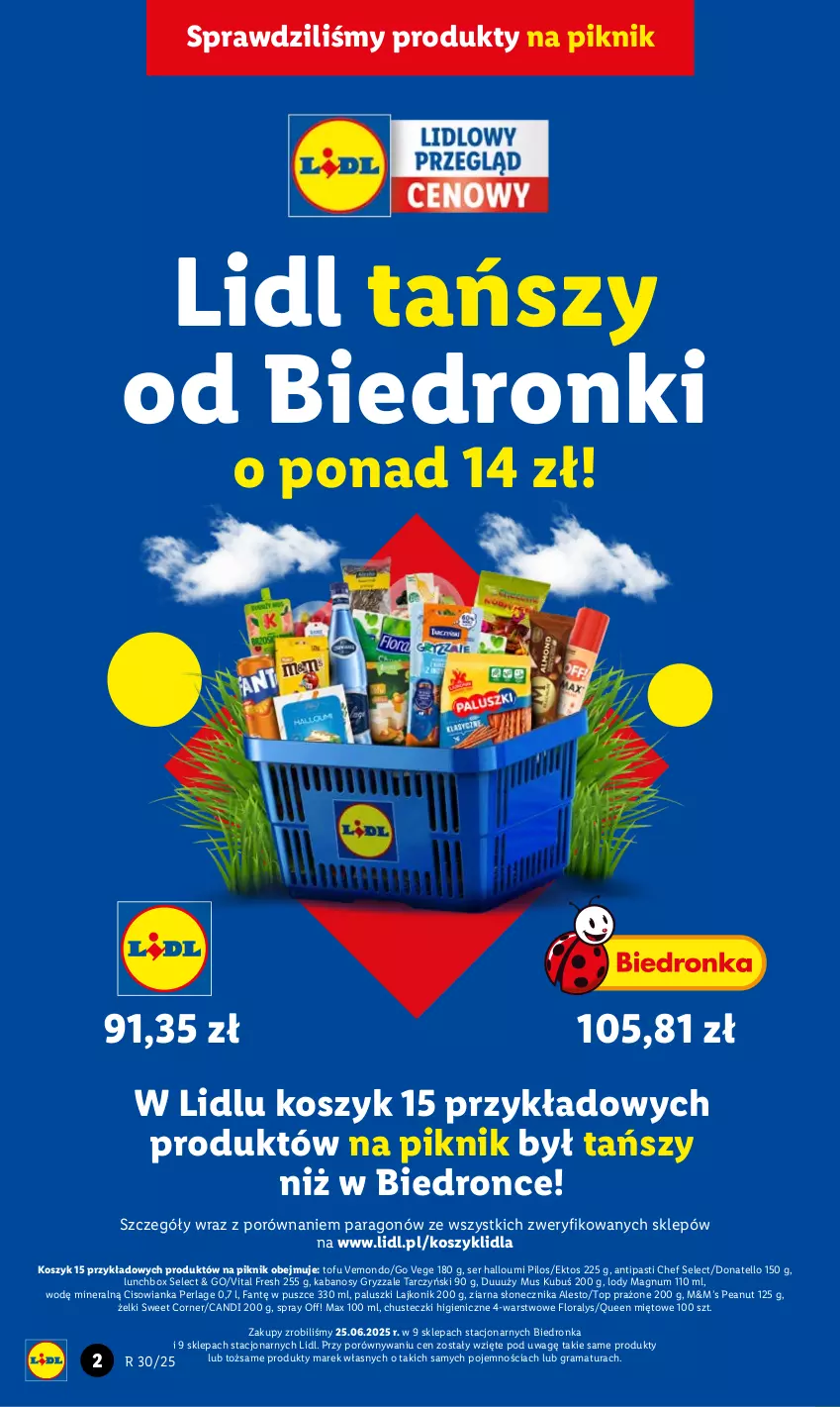 Gazetka promocyjna Lidl - GAZETKA - ważna 24.07 do 26.07.2025 - strona 2 - produkty: Chusteczki, Cisowianka, Fa, Flora, Gra, Gry, Kabanos, Kosz, Kubuś, Lajkonik, Lody, Mus, Pilos, Por, Rama, Ser, Tarczyński, Tofu, Top
