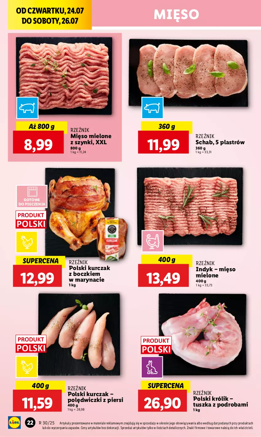 Gazetka promocyjna Lidl - GAZETKA - ważna 24.07 do 26.07.2025 - strona 26 - produkty: Królik, Kurczak, Mięso, Mięso mielone, Mięso mielone z szynki, Piec, Tusz