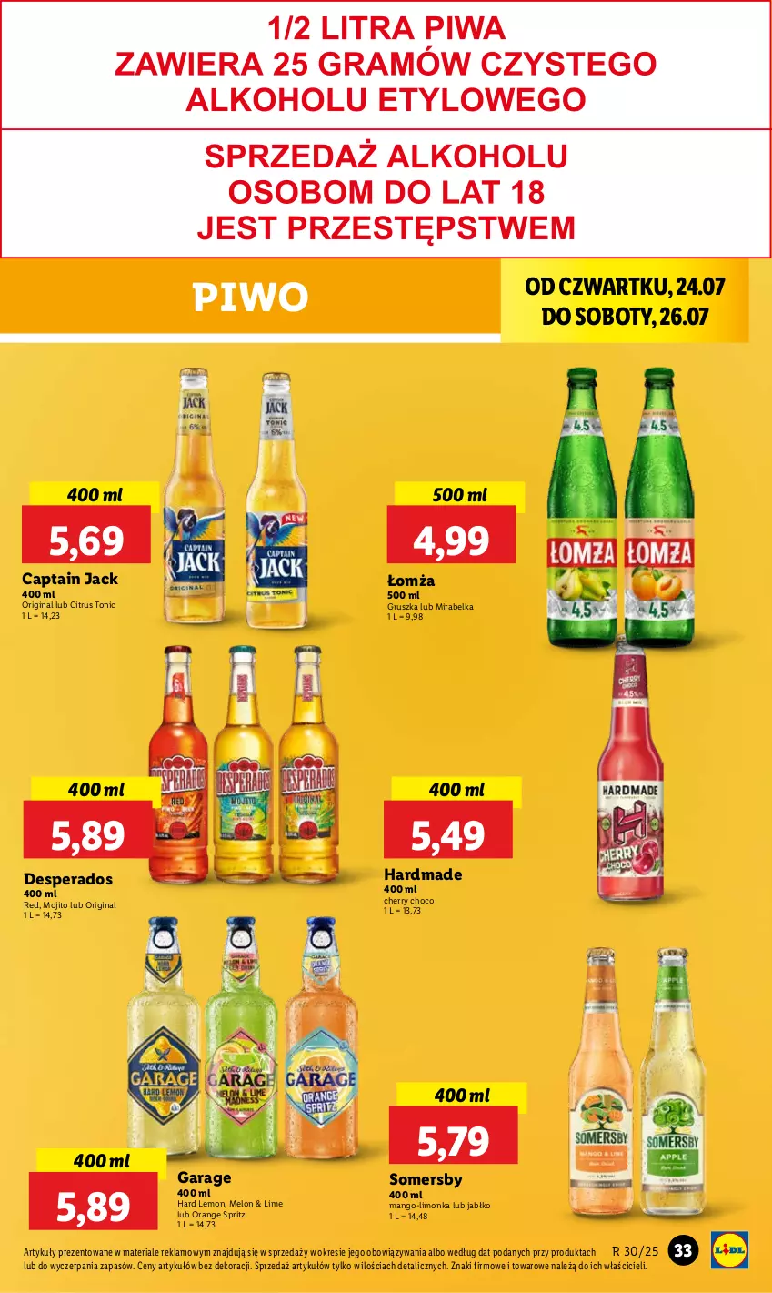 Gazetka promocyjna Lidl - GAZETKA - ważna 24.07 do 26.07.2025 - strona 41 - produkty: Captain Jack, Desperados, Gin, Limonka, Mango, Melon, Piwo, Somersby