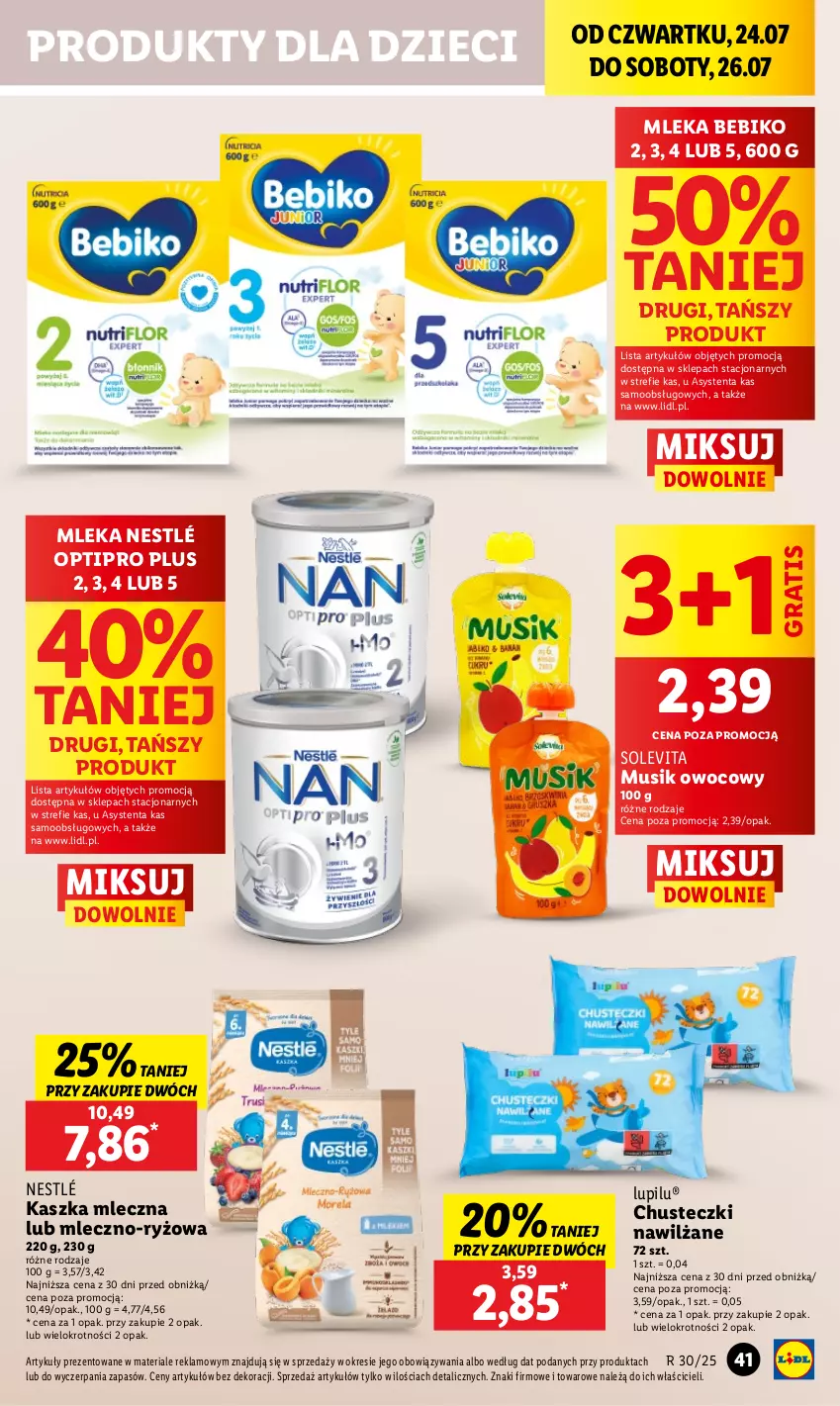 Gazetka promocyjna Lidl - GAZETKA - ważna 24.07 do 26.07.2025 - strona 51 - produkty: Bebiko, Chusteczki, Dzieci, Gra, Mus, Nestlé, Ryż