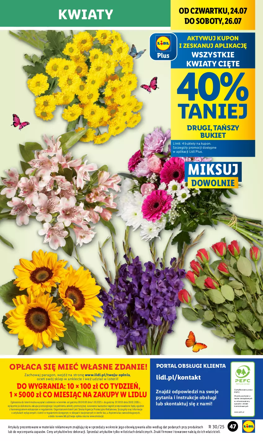 Gazetka promocyjna Lidl - GAZETKA - ważna 24.07 do 26.07.2025 - strona 57 - produkty: Bukiet, Gra, Kwiaty cięte, Laur, Mola, Por, Portal