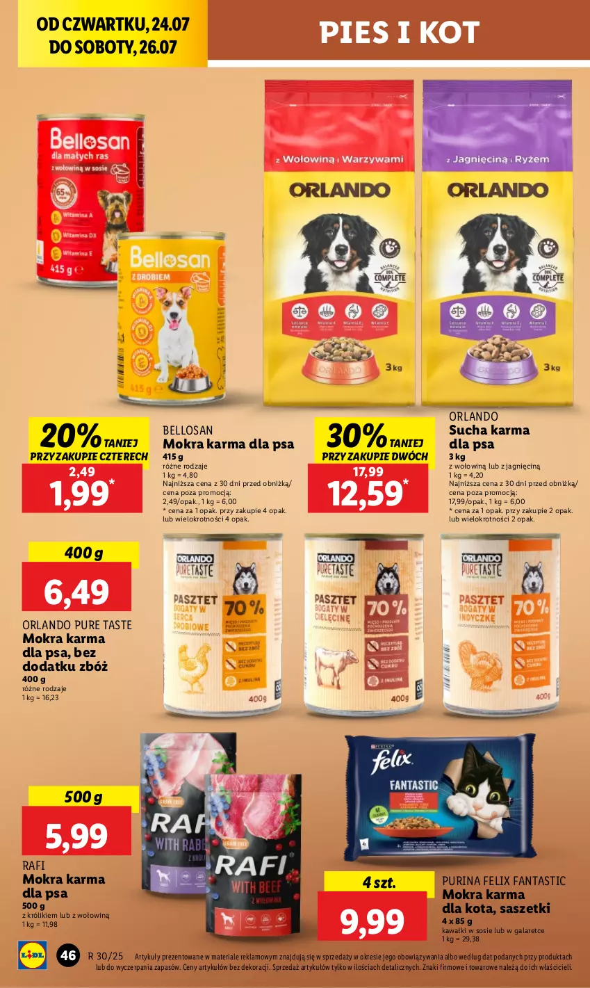 Gazetka promocyjna Lidl - GAZETKA - ważna 24.07 do 26.07.2025 - strona 58 - produkty: Bell, Fa, Fanta, Felix, Gala, Kawa, Królik, Mokra karma, Pur, Purina, Sos, Sucha karma