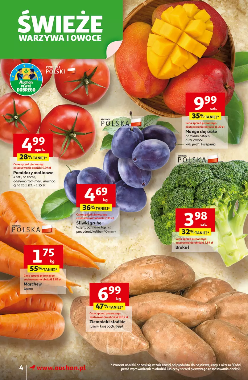 Gazetka promocyjna Auchan - Pewność niskich cen Supermarket - ważna 25.09 do 01.10.2025 - strona 4 - produkty: Mango, Owoce, Pomidory, Top, Warzywa, Warzywa i owoce, Ziemniaki