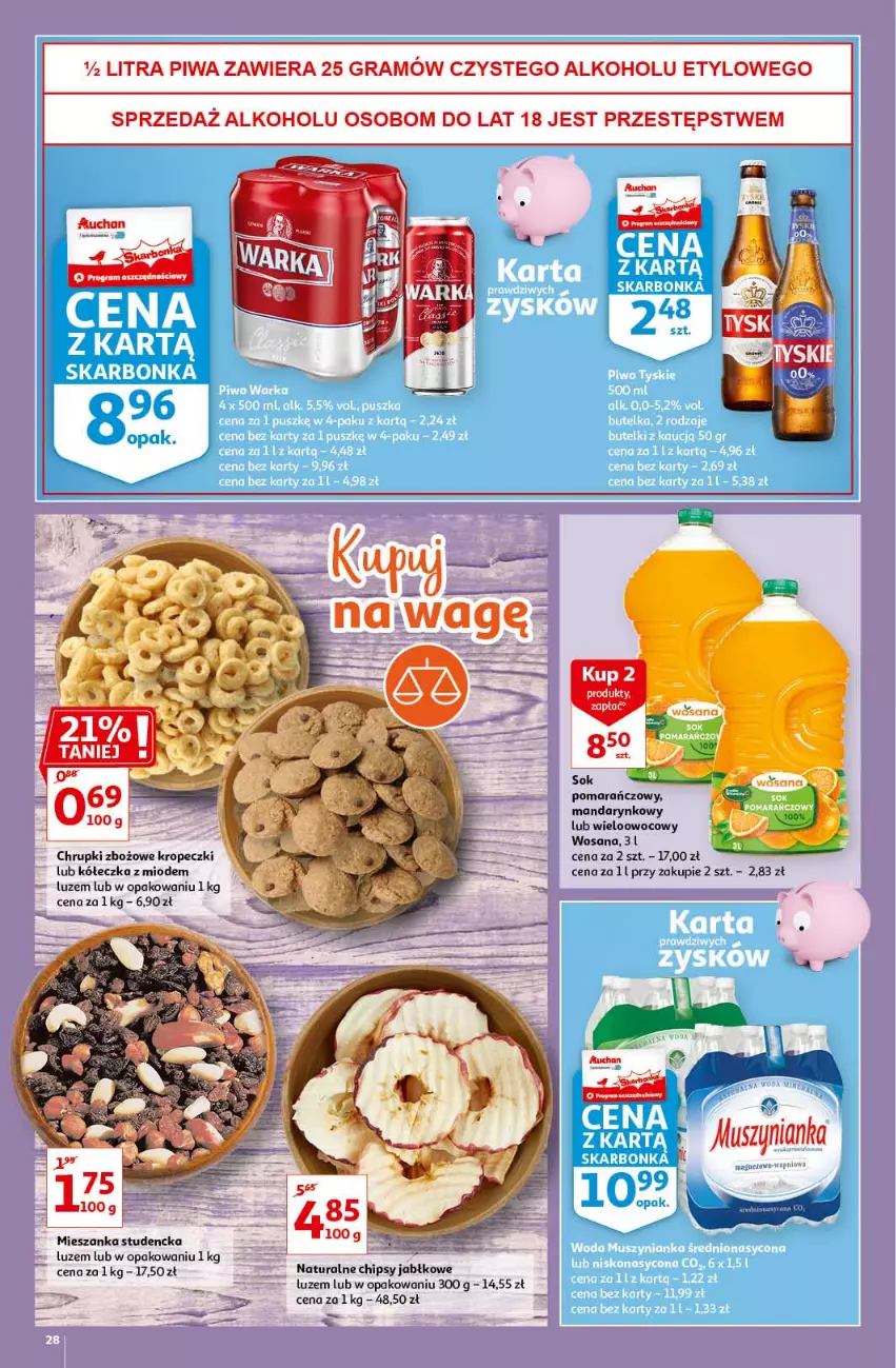 Gazetka promocyjna Auchan - Królestwo majsterkowicza Hipermarkety - ważna 08.04 do 14.04.2021 - strona 28 - produkty: Chipsy, Chrupki, Gra, Mieszanka studencka, Piwa, Wosana