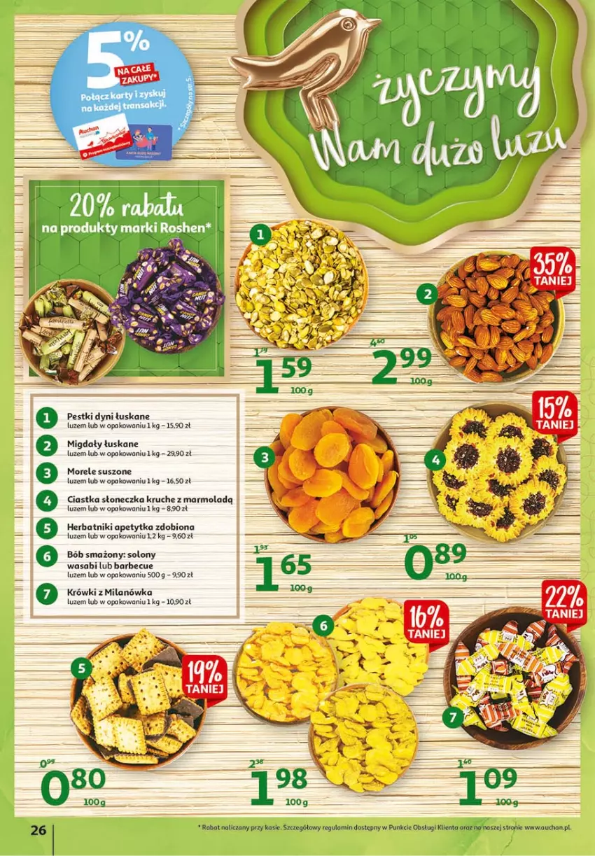 Gazetka promocyjna Auchan - 25 urodziny #1 Hipermarkety - ważna 22.04 do 28.04.2021 - strona 26 - produkty: Ciastka, Herbatniki, Migdały, Migdały łuskane, Mola, Pestki dyni, Wasa