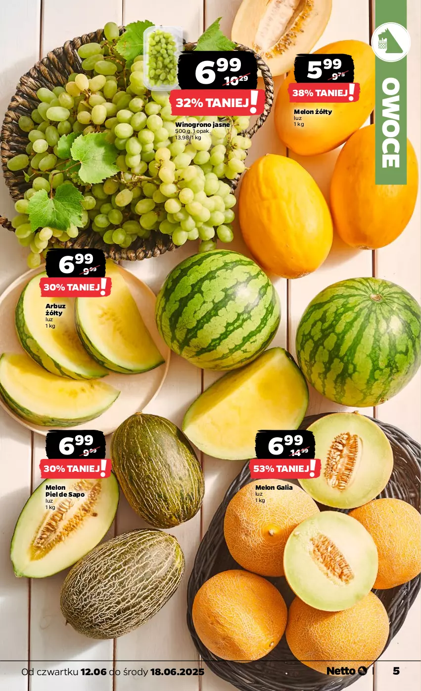 Gazetka promocyjna Netto - Od Czwartku - ważna 12.06 do 18.06.2025 - strona 5 - produkty: Arbuz, Melon, Owoce, Wino