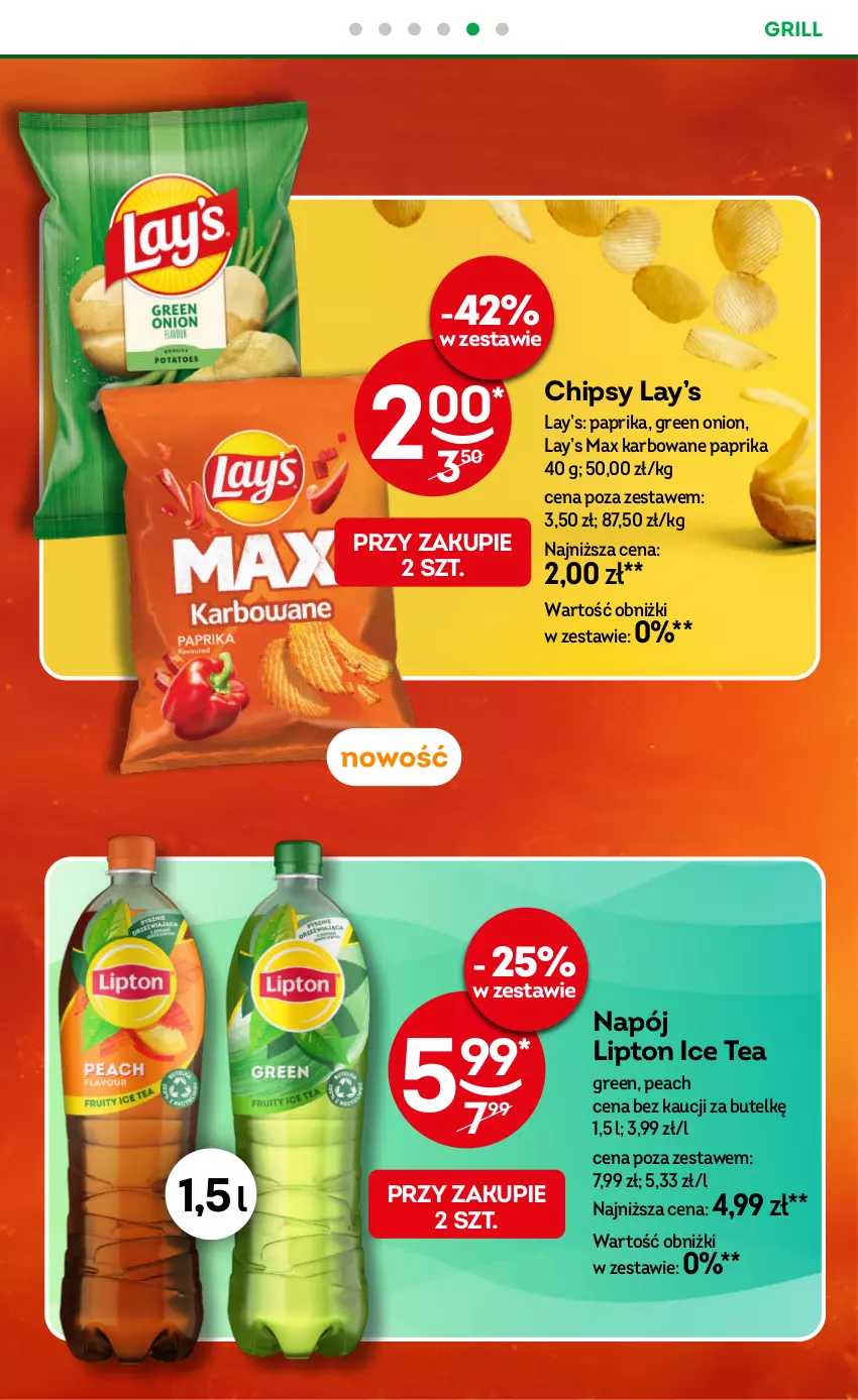 Gazetka promocyjna Żabka - gazetka-promocyjna-33-34-2026 - ważna 12.08 do 25.08.2026 - strona 12 - produkty: Chipsy, Grill, Ice tea, Lay’s, Lipton, Napój
