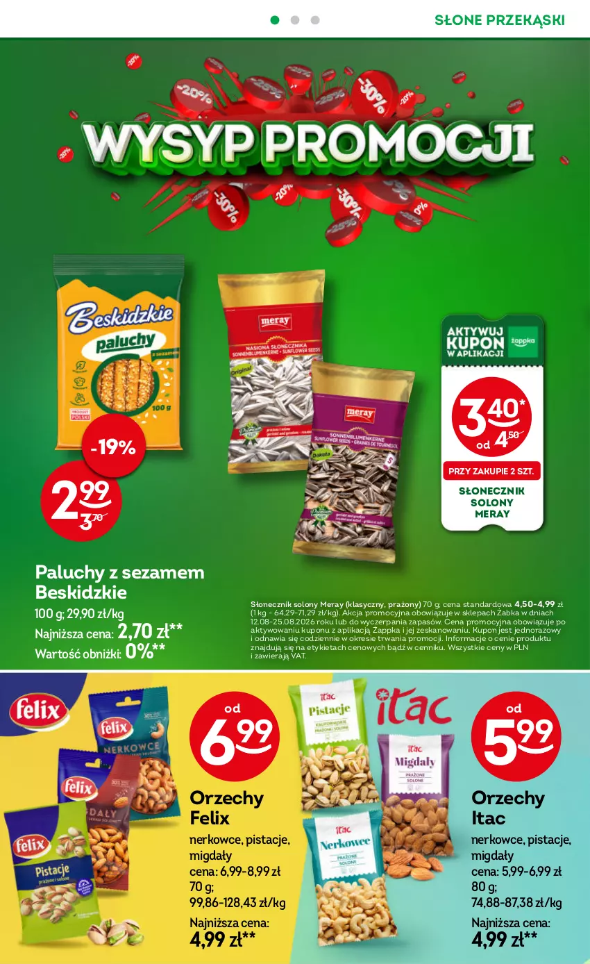 Gazetka promocyjna Żabka - gazetka-promocyjna-33-34-2026 - ważna 12.08 do 25.08.2026 - strona 20 - produkty: Beskidzki, Felix, Migdały, Pistacje, Sezam