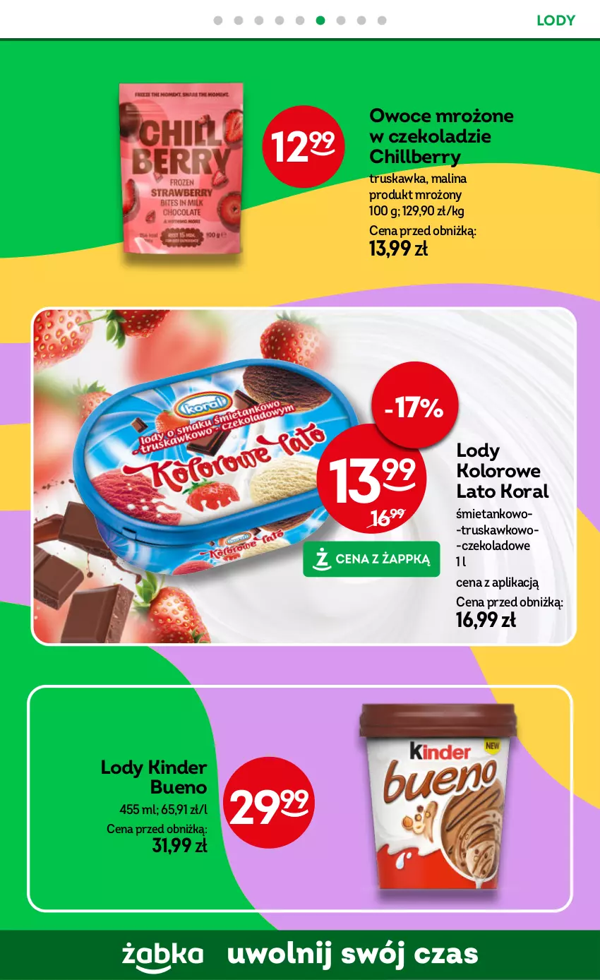 Gazetka promocyjna Żabka - gazetka-promocyjna-33-34-2026 - ważna 12.08 do 25.08.2026 - strona 57 - produkty: Kinder, Kinder Bueno, Lody, Owoce