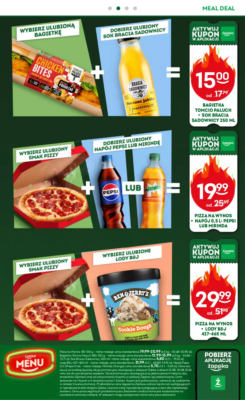 Gazetka promocyjna Żabka - gazetka-promocyjna-33-34-2026 - ważna 12.08 do 25.08.2026 - strona 65 - produkty: Bagietka, Lody, Mirinda, Napój, Pepsi, Pizza, Sok, Tran