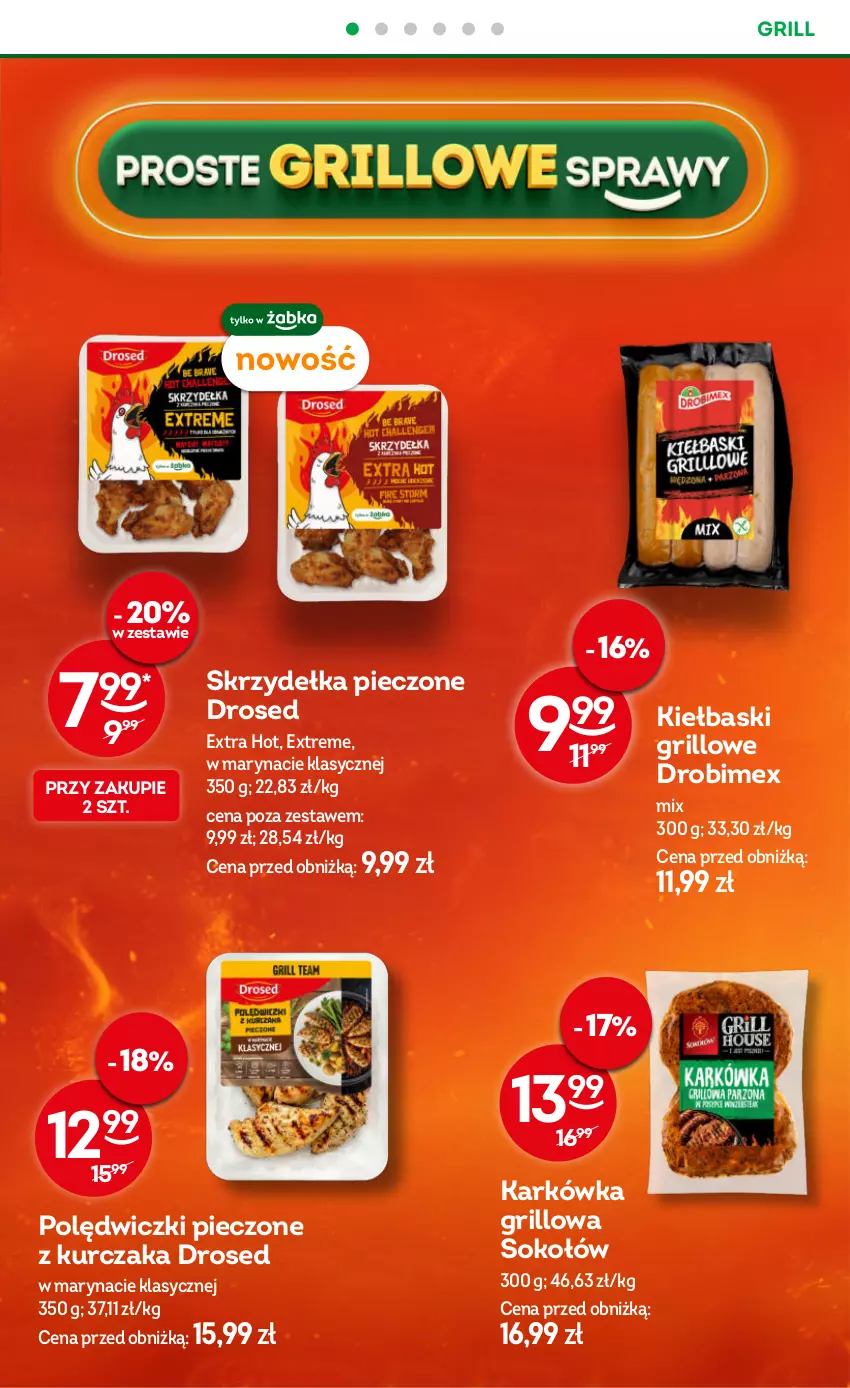 Gazetka promocyjna Żabka - gazetka-promocyjna-33-34-2026 - ważna 12.08 do 25.08.2026 - strona 8 - produkty: Drobimex, Grill, Kurczak, Piec, Skrzydełka pieczone, Sok, Sokołów