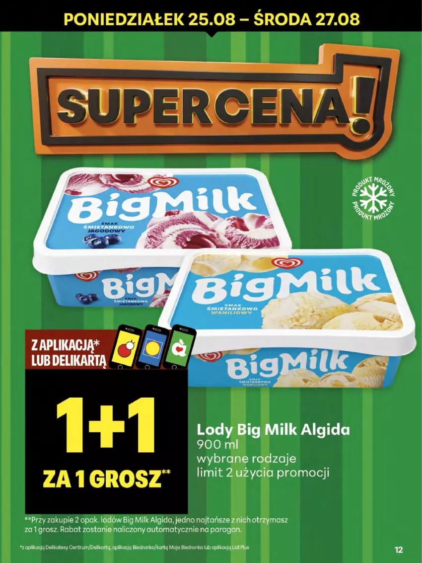 Gazetka promocyjna Delikatesy Centrum - Franczyza DC34 Czwartek - ważna 21.08 do 27.08.2025 - strona 12 - produkty: Algida, Big Milk, LG, Lody, Rum