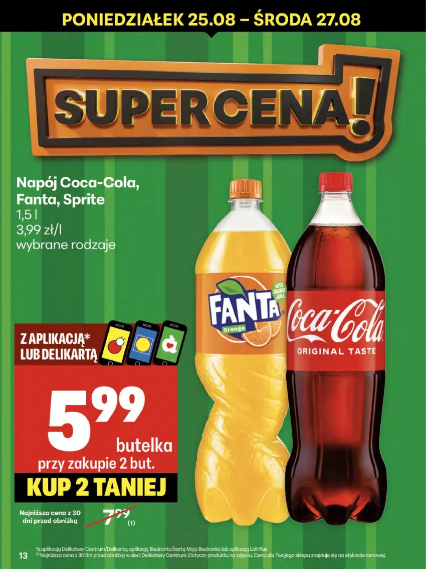 Gazetka promocyjna Delikatesy Centrum - Franczyza DC34 Czwartek - ważna 21.08 do 27.08.2025 - strona 13 - produkty: Coca-Cola, Fa, Fanta, Napój, Rum, Sprite