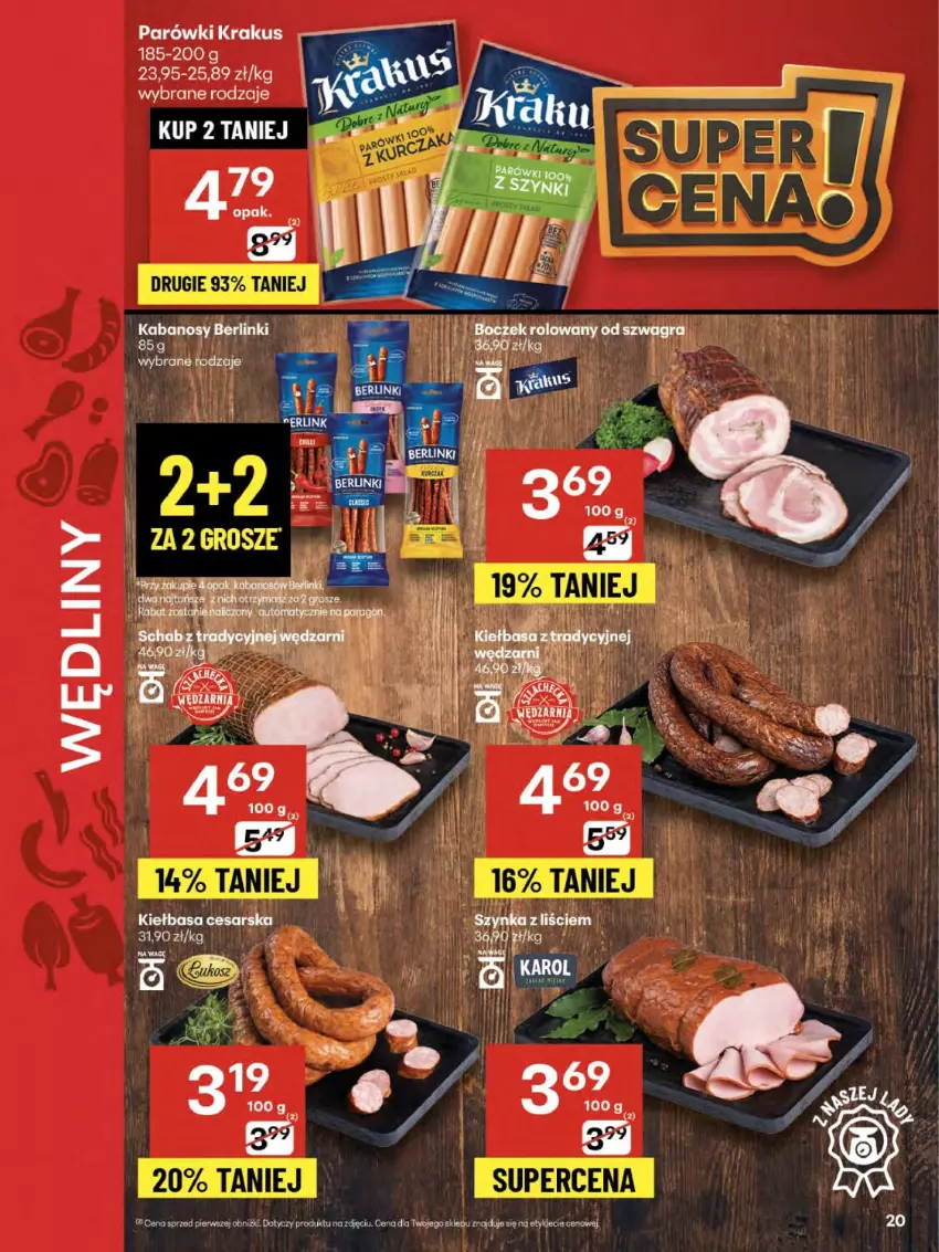 Gazetka promocyjna Delikatesy Centrum - Franczyza DC34 Czwartek - ważna 21.08 do 27.08.2025 - strona 20 - produkty: Krakus, Parówki