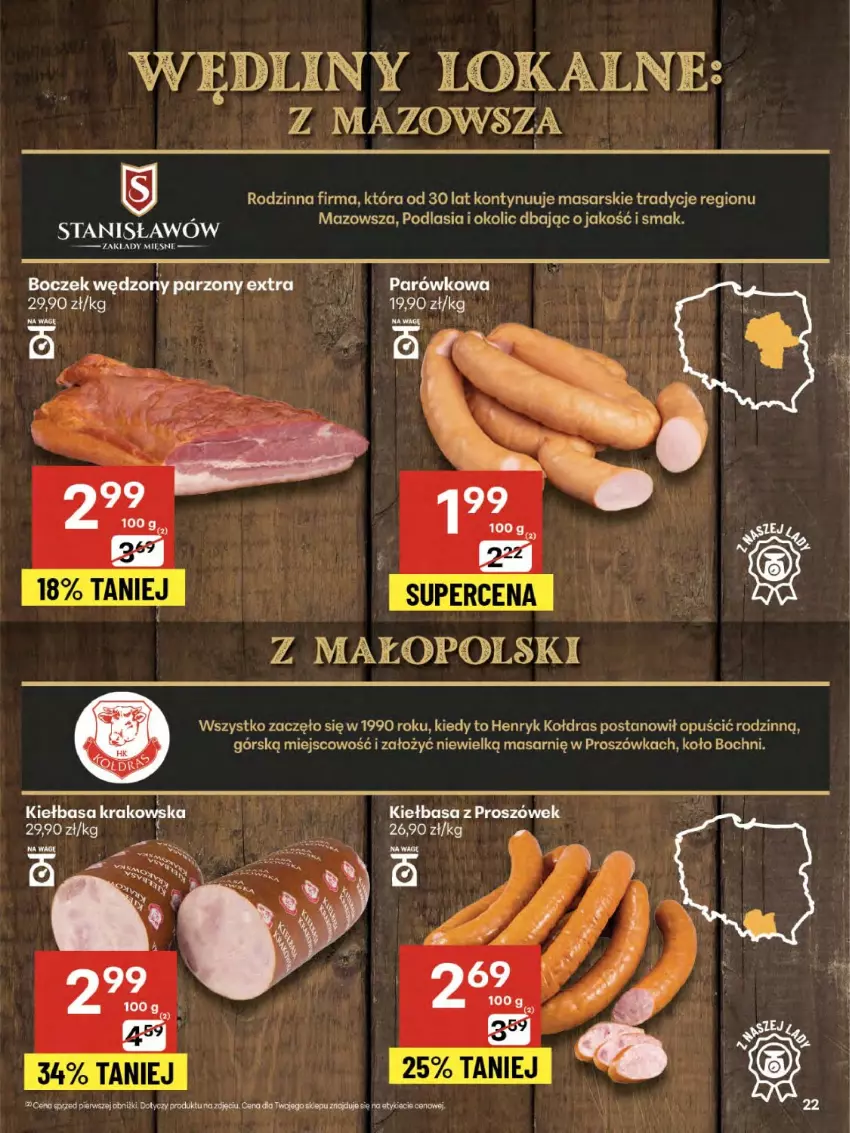 Gazetka promocyjna Delikatesy Centrum - Franczyza DC34 Czwartek - ważna 21.08 do 27.08.2025 - strona 22 - produkty: Boczek, Kiełbasa, Kiełbasa krakowska, Kołdra