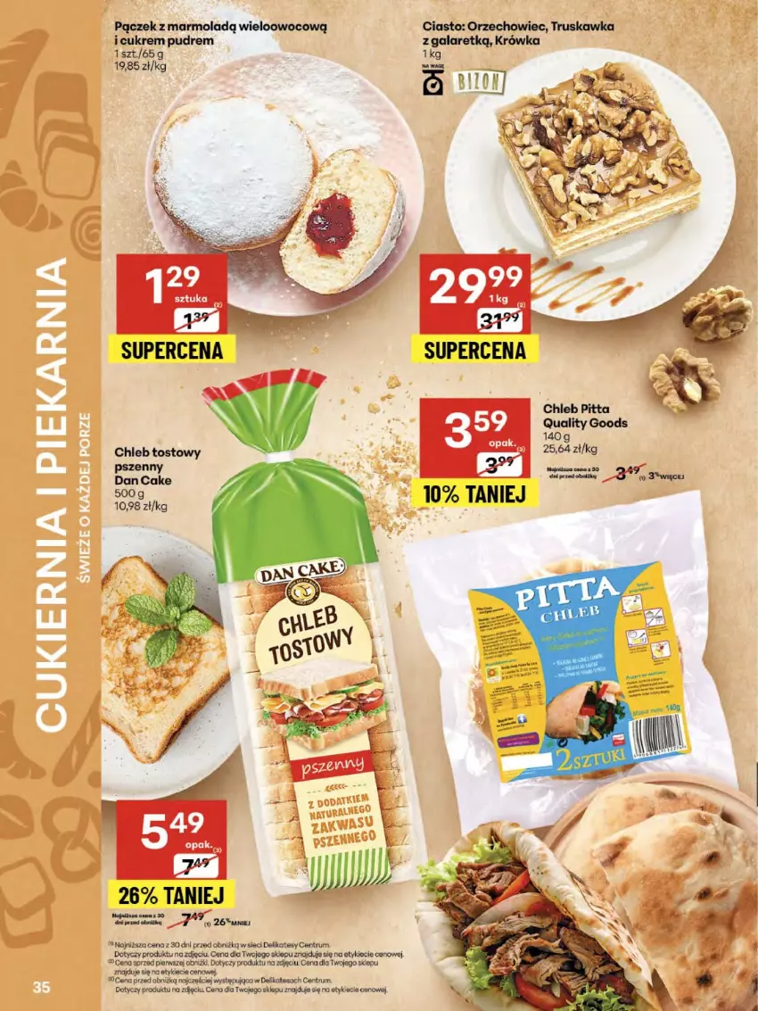 Gazetka promocyjna Delikatesy Centrum - Franczyza DC34 Czwartek - ważna 21.08 do 27.08.2025 - strona 35 - produkty: Chleb, Chleb tostowy, Dan Cake, Gala, Mola, Pączek, Rum