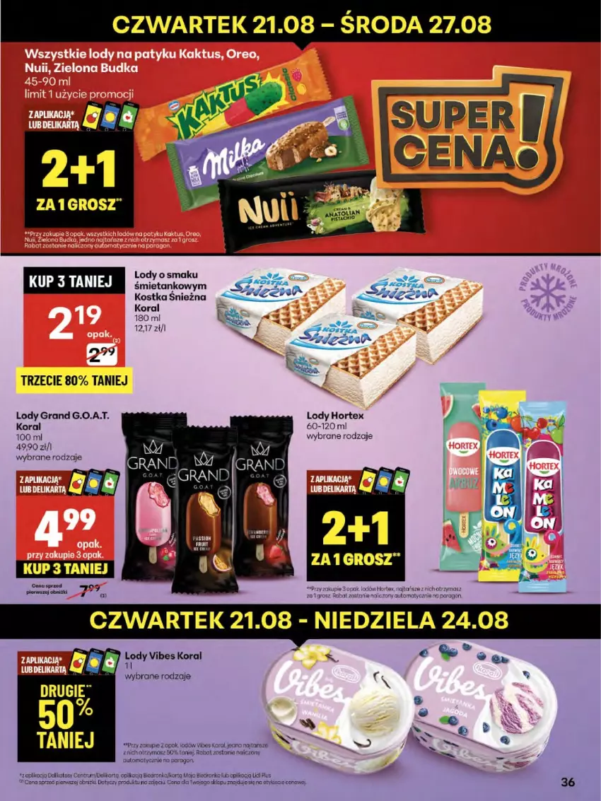 Gazetka promocyjna Delikatesy Centrum - Franczyza DC34 Czwartek - ważna 21.08 do 27.08.2025 - strona 36 - produkty: Gra, Hortex, Koc, Lody, Rum