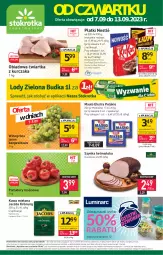 Gazetka promocyjna Stokrotka - Supermarket - Gazetka - ważna od 13.09 do 13.09.2023 - strona 1 - produkty: Kurczak, Cheerios, Warzywa, Corn flakes, Mus, Kawa mielona, Kawa, Mlekovita, Jacobs Krönung, Lion, Szynka, Winogrona, Cini Minis, Owoce, Jacobs, Wino, Masło, Pomidory, Mięso, Nestlé, Mleko