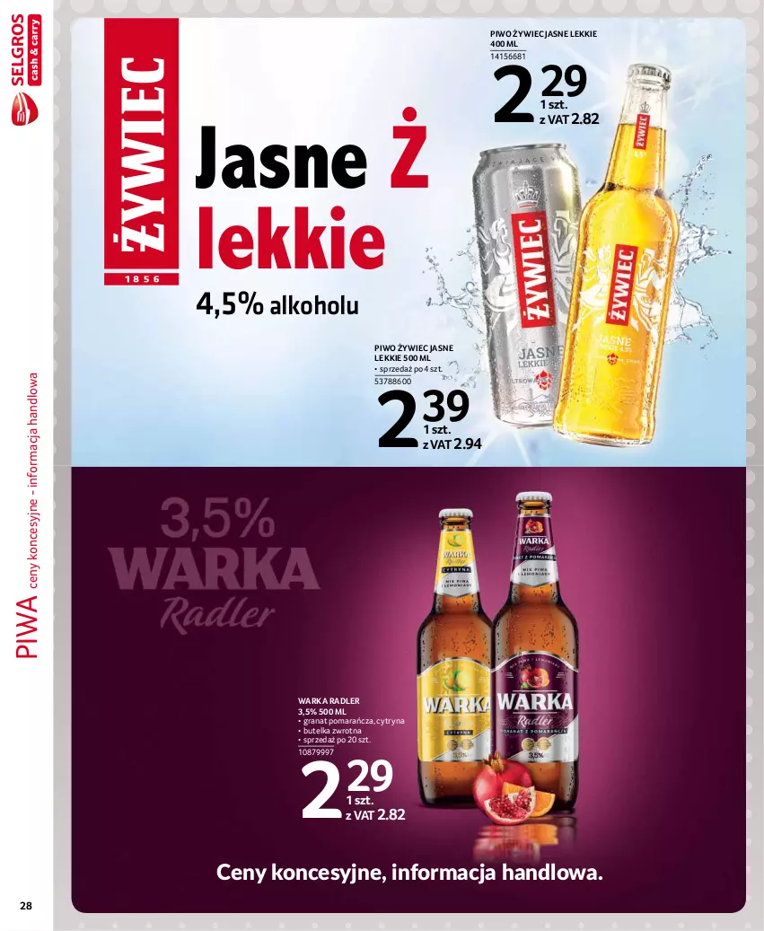 Gazetka promocyjna Selgros - Extra Oferta - ważna 01.07 do 31.07.2021 - strona 28 - produkty: Gra, Granat, Piwa, Piwo, Radler, Warka