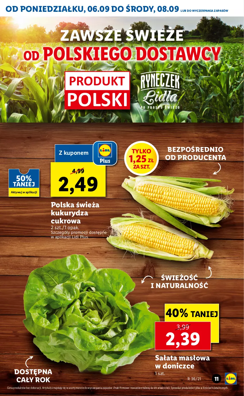 Gazetka promocyjna Lidl - GAZETKA - ważna 06.09 do 08.09.2021 - strona 11 - produkty: Kukurydza, Masło, Sałat, Sałata masłowa