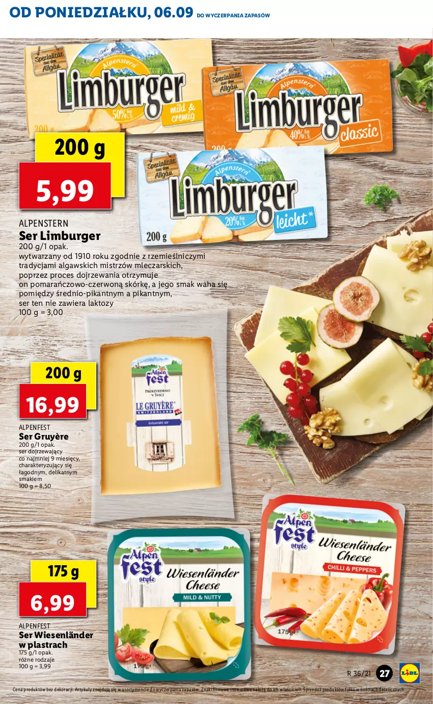 Gazetka promocyjna Lidl - GAZETKA - ważna 06.09 do 08.09.2021 - strona 27 - produkty: Burger, LG, Limburger, Ser