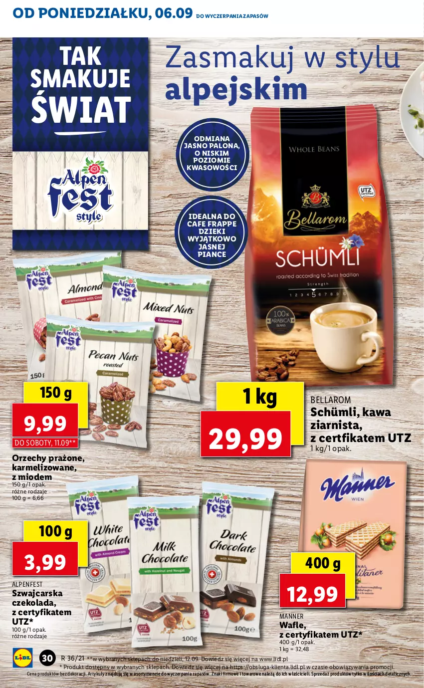 Gazetka promocyjna Lidl - GAZETKA - ważna 06.09 do 08.09.2021 - strona 30 - produkty: Bell, Bella, Cars, Czekolada, Kawa, Kawa ziarnista, Wafle