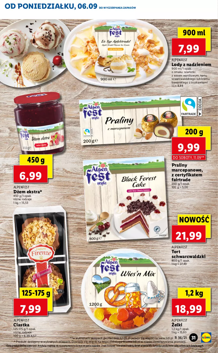 Gazetka promocyjna Lidl - GAZETKA - ważna 06.09 do 08.09.2021 - strona 31 - produkty: Ciastka, Dżem, Fa, Lody, Praliny, Sos