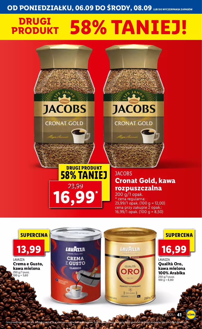 Gazetka promocyjna Lidl - GAZETKA - ważna 06.09 do 08.09.2021 - strona 41 - produkty: Jacobs, Kawa, Kawa mielona, Kawa rozpuszczalna, Lavazza