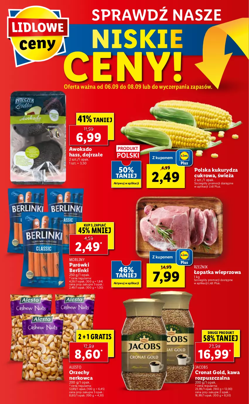 Gazetka promocyjna Lidl - GAZETKA - ważna 06.09 do 08.09.2021 - strona 58 - produkty: Berlinki, Gra, Jacobs, Kawa, Kawa rozpuszczalna, Kukurydza, Morliny, Parówki