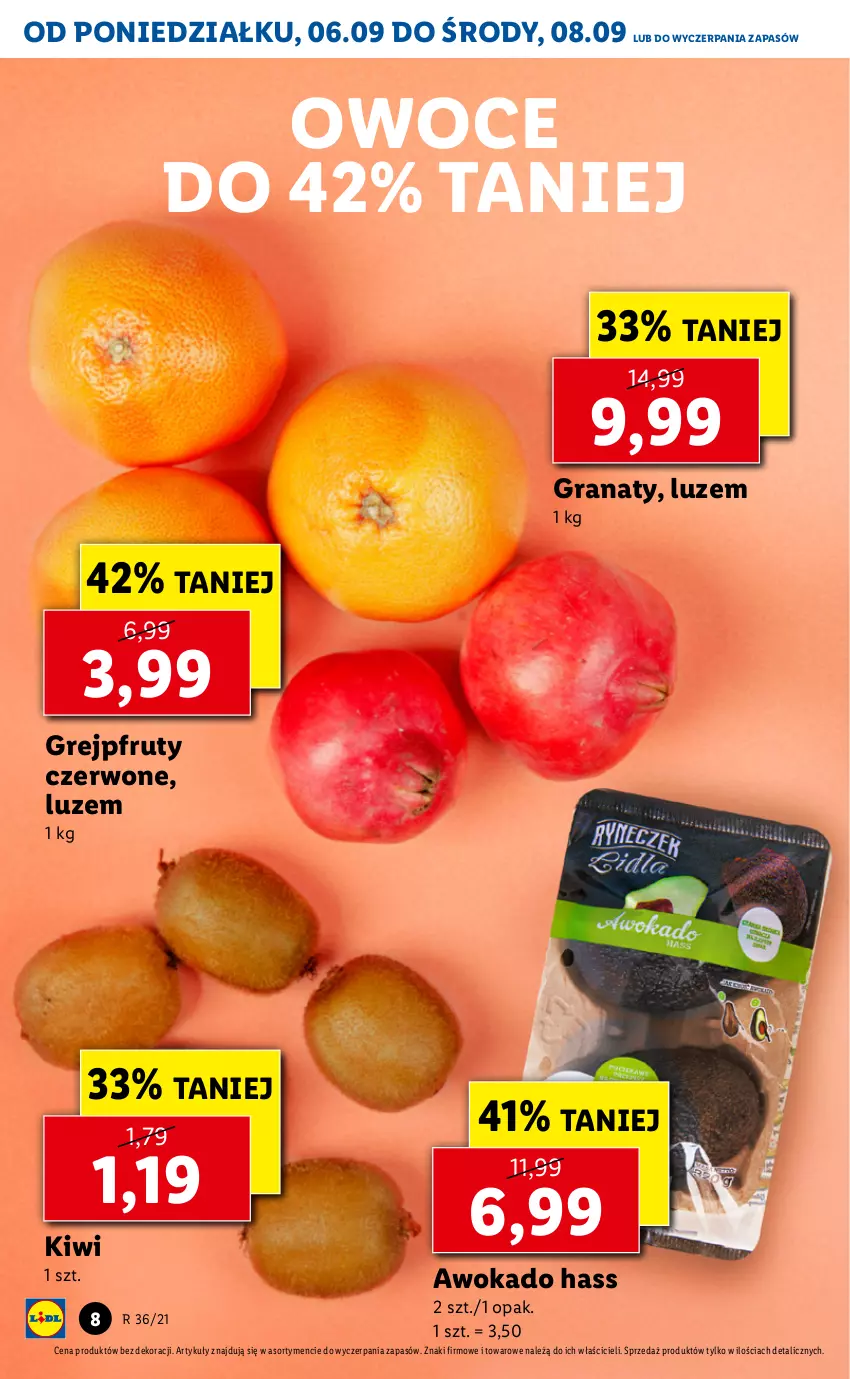 Gazetka promocyjna Lidl - GAZETKA - ważna 06.09 do 08.09.2021 - strona 8 - produkty: Gra, Granat, Grejpfrut, Kiwi, Owoce