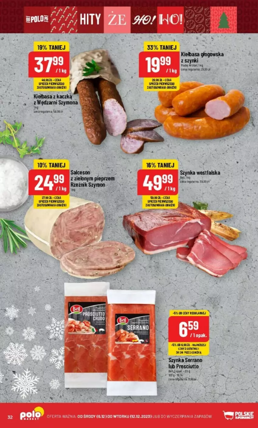 Gazetka promocyjna PoloMarket - ważna 06.12 do 12.12.2023 - strona 26 - produkty: Fa, Kiełbasa, Kiełbasa głogowska, Pieprz, Prosciutto, Salceson, Ser, Szynka