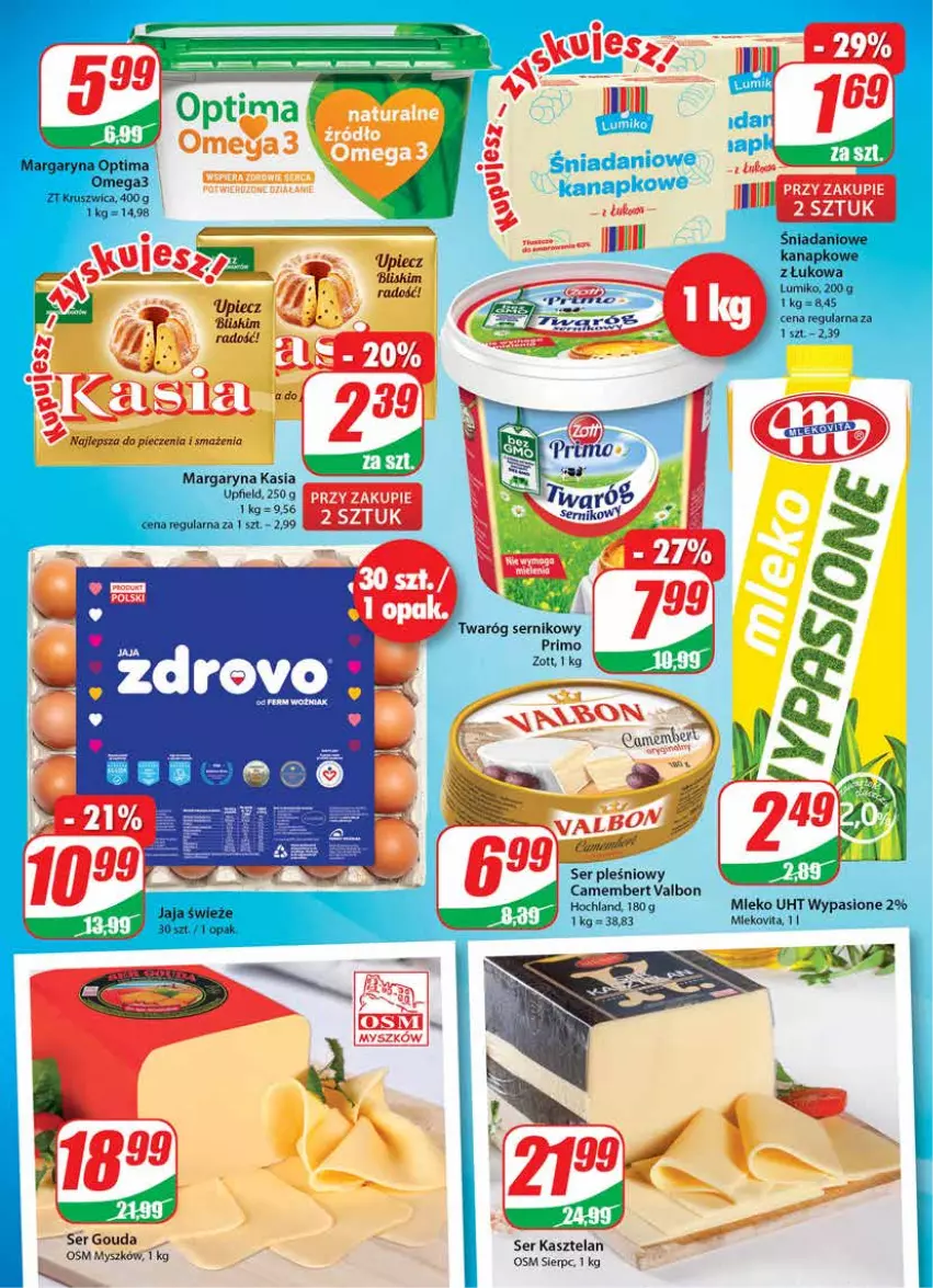 Gazetka promocyjna Dino - Gazetka - ważna 27.10 do 02.11.2021 - strona 12 - produkty: Camembert, Danio, Gouda, Hochland, Kasia, Kasztelan, Margaryna, Mleko, Mysz, Optima, Ser, Ser Kasztelan, Ser pleśniowy, Twaróg, Zott