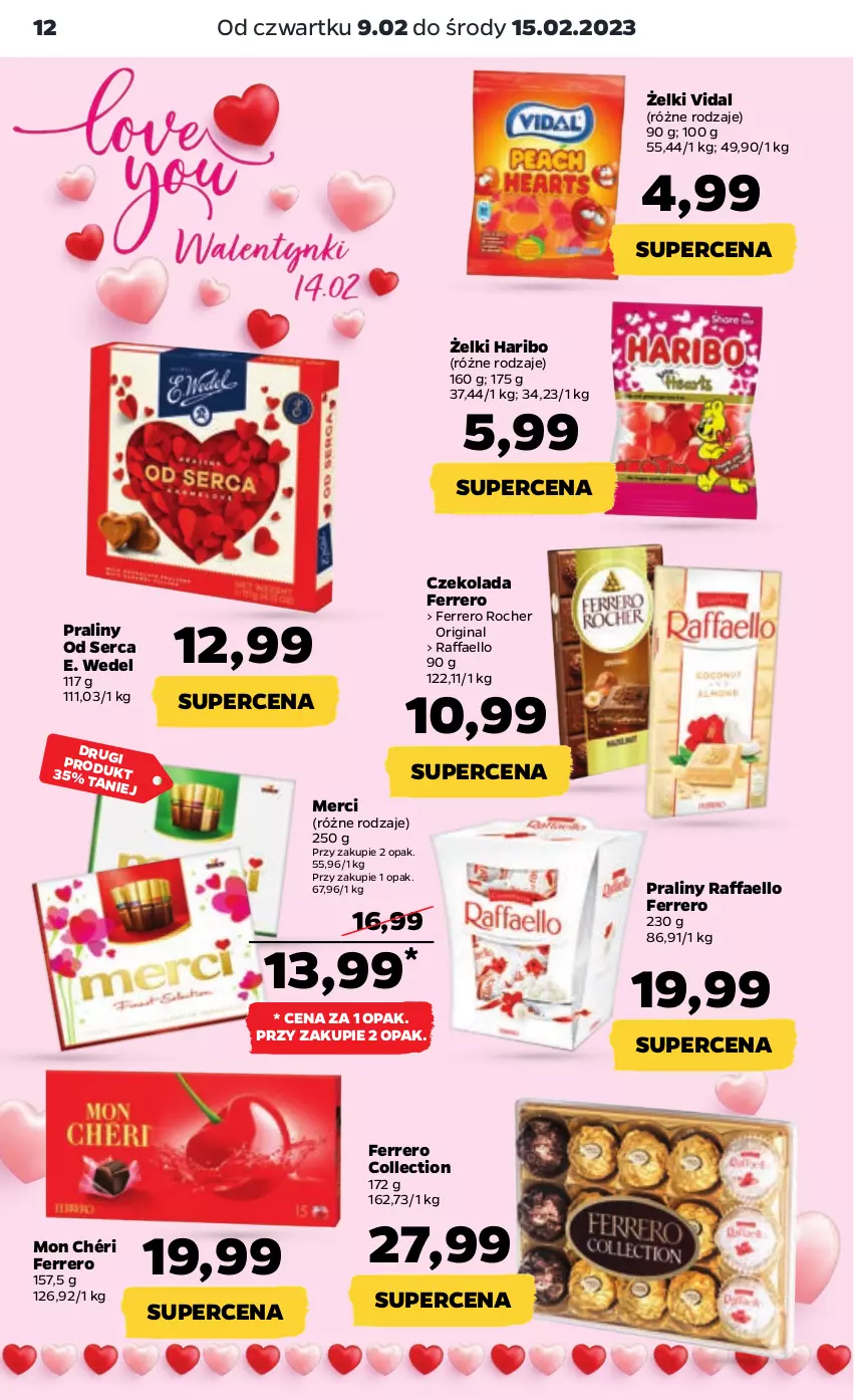 Gazetka promocyjna Netto - Artykuły spożywcze - ważna 09.02 do 15.02.2023 - strona 12 - produkty: Czekolada, E. Wedel, Fa, Ferrero, Ferrero Rocher, Gin, Haribo, Merci, Mon Chéri, Praliny, Raffaello, Ser