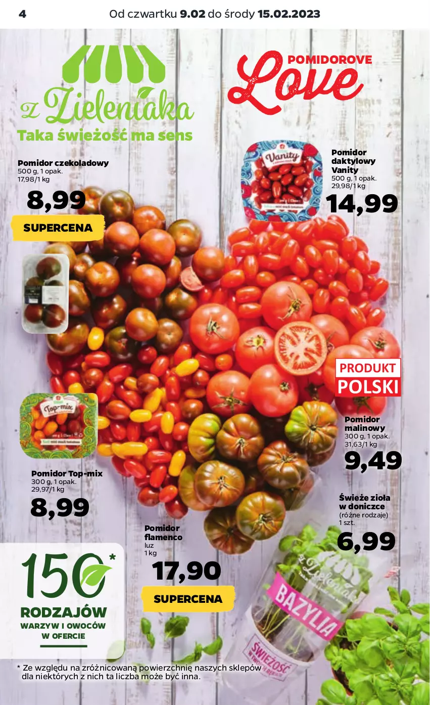 Gazetka promocyjna Netto - Artykuły spożywcze - ważna 09.02 do 15.02.2023 - strona 4 - produkty: Pomidor malinowy, Top, Zioła w doniczce