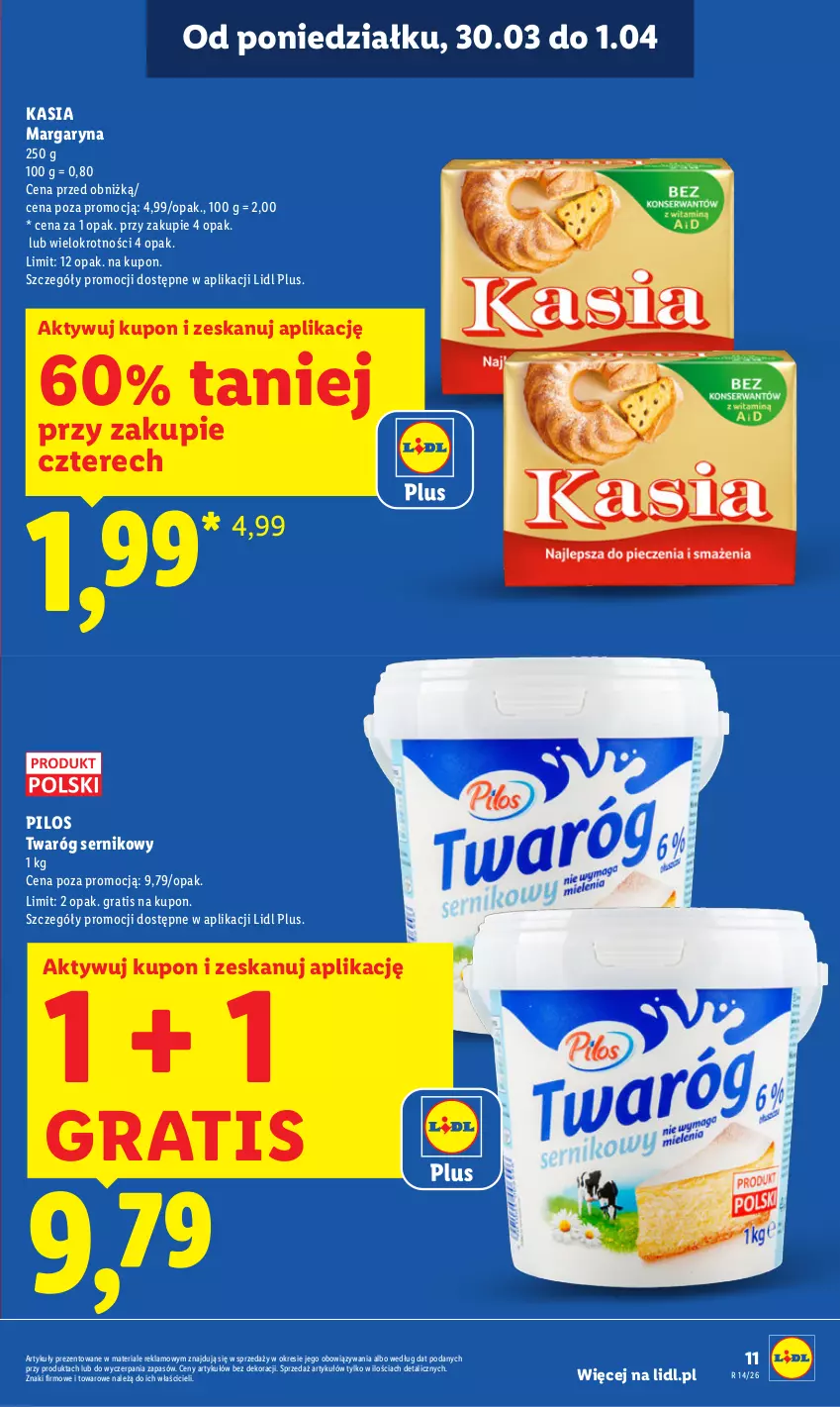 Gazetka promocyjna Lidl - Gazetka ważna od 30.03 do 1.04 - ważna 30.03 do 01.04.2026 - strona 11 - produkty: Gra, Kasia, Margaryna, Pilos, Ser, Twaróg